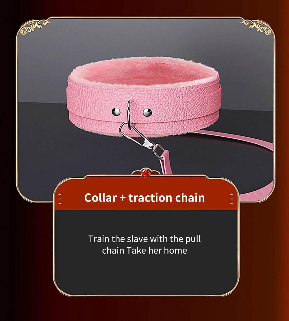 Bdsm Bondage Set Restraint Adult Game Handcuff Neck Collar Wrist Mouth Gag Strap Fetish SM Sex Toys for Woman Couples Product