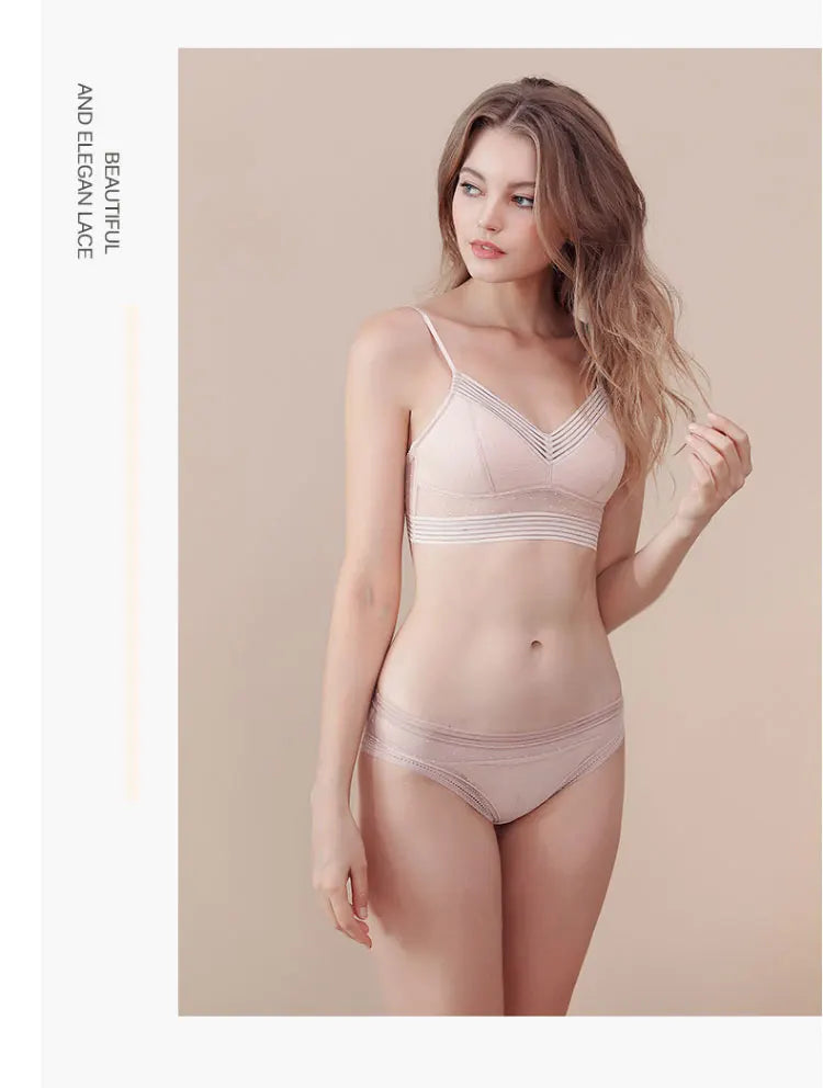 U-Shaped Backless Beautiful and sexy Bra Plus Size Lace Bra, Women's Invisible No Steel Ring Fashion Triangle Cup Bra