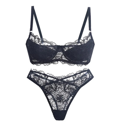 Women's Embroidered Lace Push-Up Bra Set