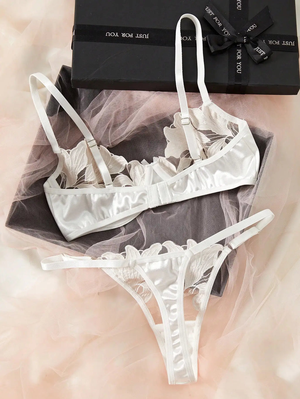 Multi-Color Floral Embroidered Bra & Brief Set
