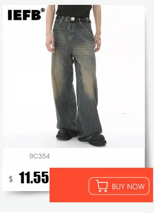 IEFB Men's American Style Denim Pants Washing Tie Dying Contrast Color Casual Wide Leg Flared Trousers Autumn Male Jeans 9W4182