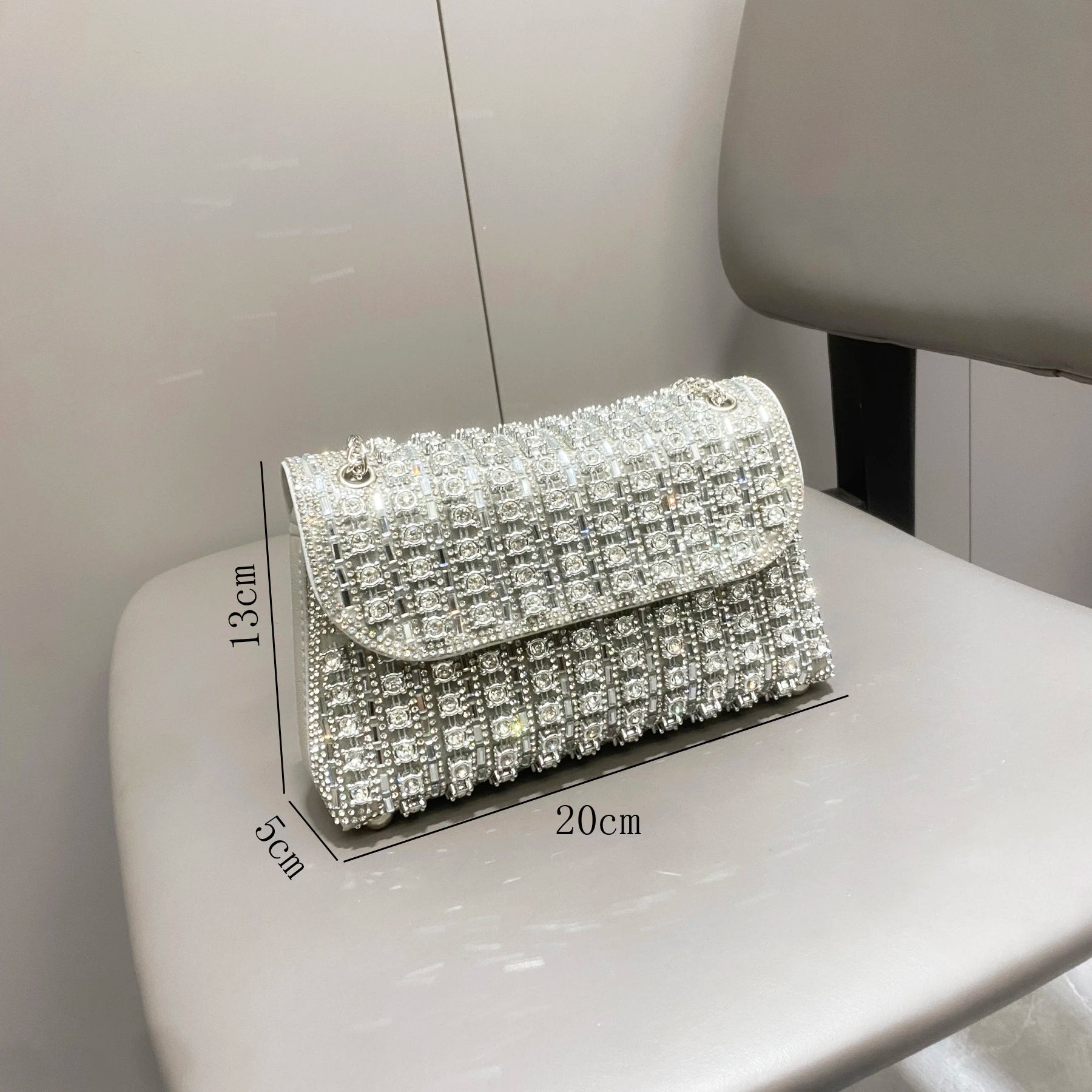 Women's Crystal Rhinestone Metallic Clutch Bag – Evening & Party, 2 Colors