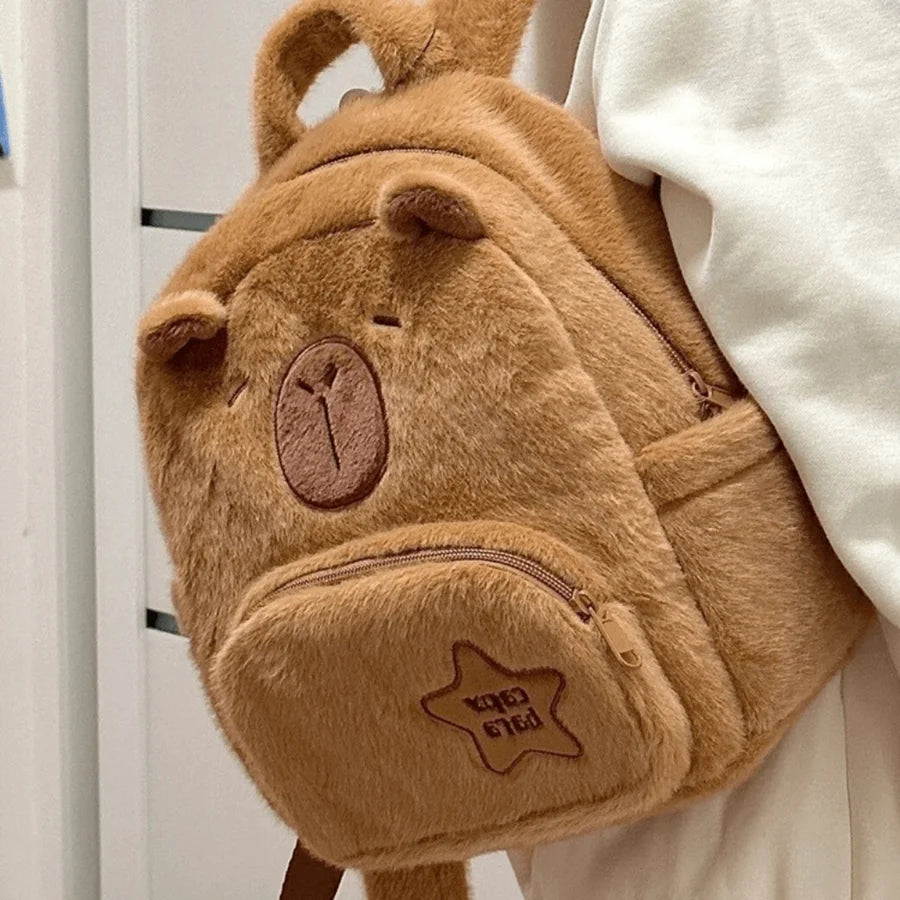 Capybara Plush Backpack Kawaii Fashion Plushie Doll Fur Pendant Children's Shoulder Bag Mini Knapsack Bags Gifts For Girlfriend
