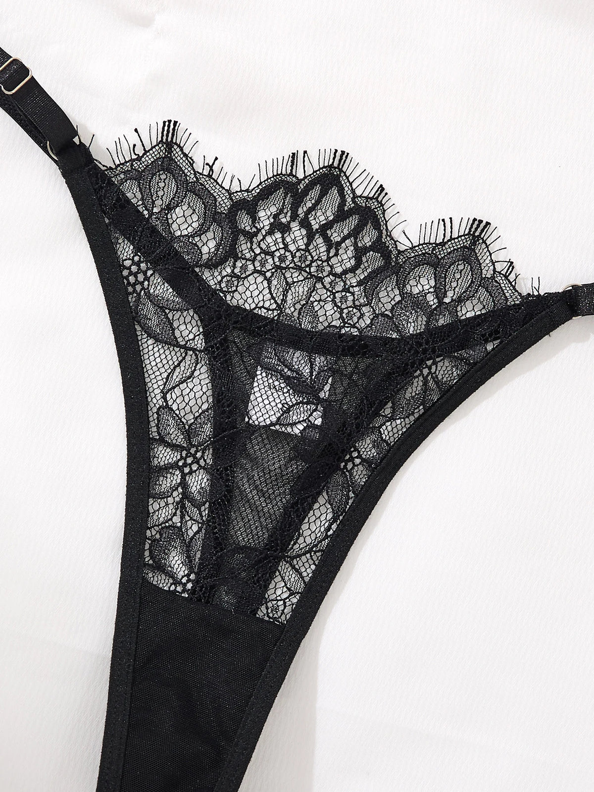 Women's Black Floral Lace Bra & Brief Set
