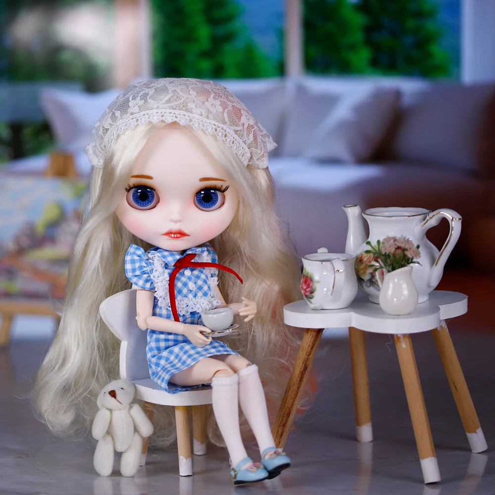 ICY DBS Blyth Doll Pleated Skirt Leather Jacket Hat Set Anime Girl jiontBody 1/6 BJD