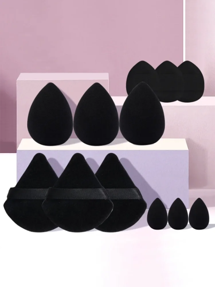 12-Piece All-Purpose Makeup Sponge Set, Made of 3 Loose Powder Puffs, 3 Mini Air Cushion Puffs, 3 Beauty Eggs and 3 Mini Beauty