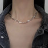 Korean Kpop Irregular Zircon Chain Necklace For Women Punk Grunge Geometric Short Choker Clavicle Chain Necklaces Egirl Jewelry
