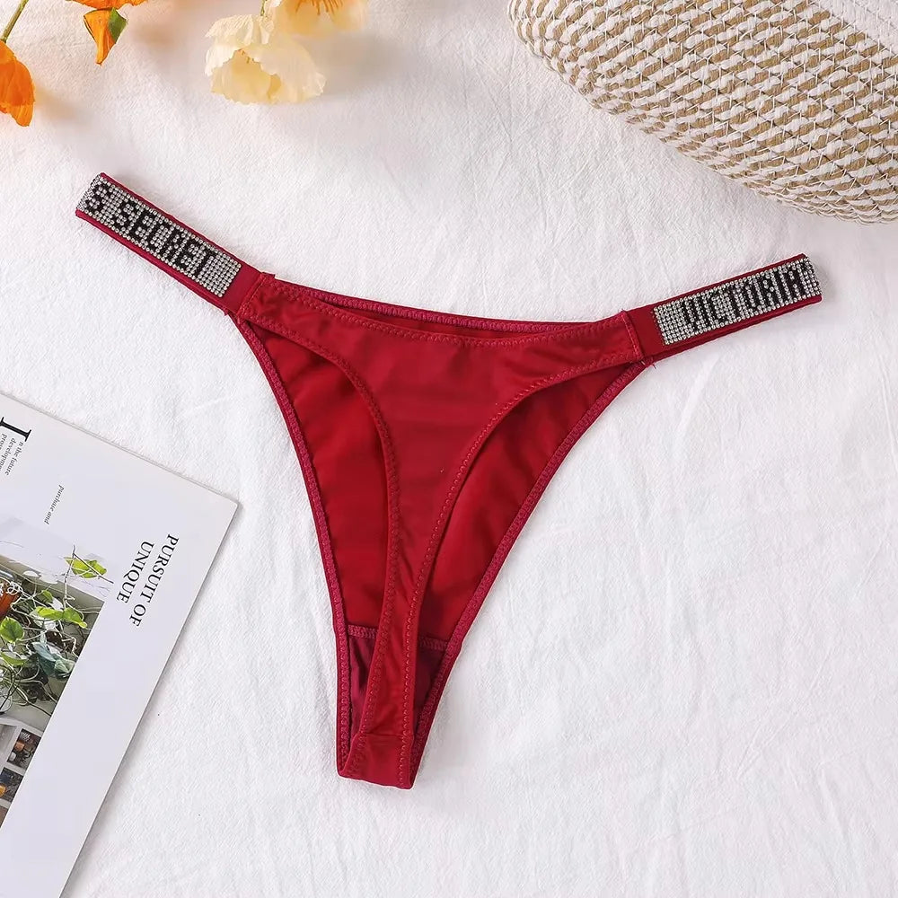 Victoria Secret Hot Sexy Lingerie Very Sexy Shine Script Thong Panty Women Underwear G String Trending