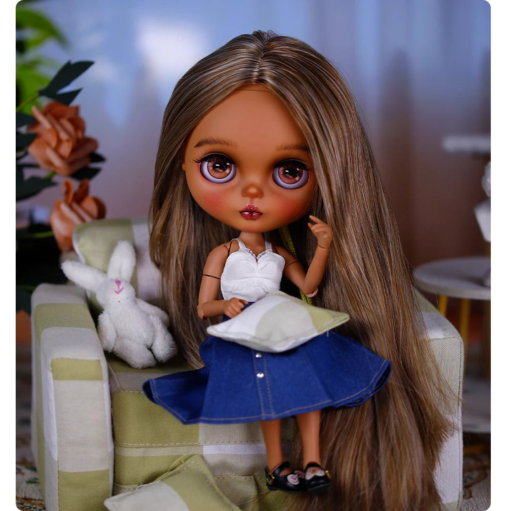 ICY DBS Bryce 1/6 Hand-Painted Doll Set Doll with Black skin, Long Lashes, and Sunspots SD Version