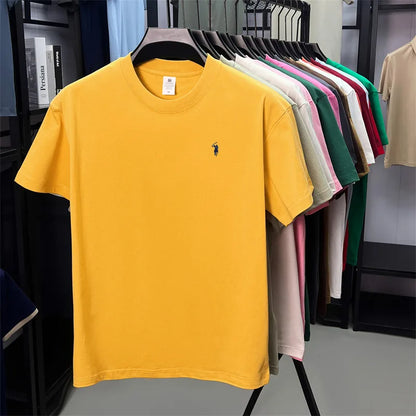 100% cotton breathable short sleeve T-shirt men's summer fashion luxury brand golf Paul embroidery loose casual round neck top