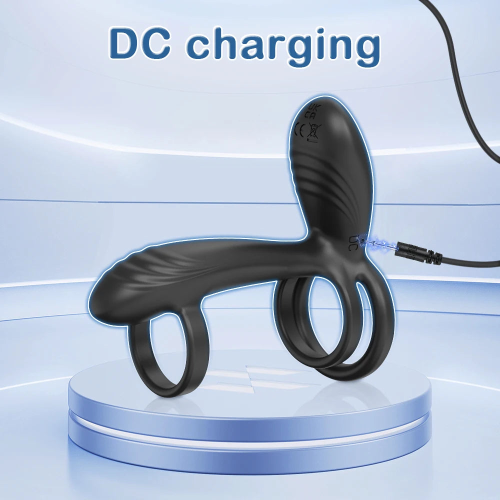 Vibrating Cock Ring with 360° Twisting G-Spot Stimulator – Penis Ring Couple Sex Toys Penis Sleeve Extender Vibrator for Men