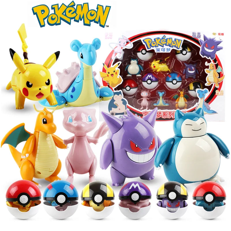 Pokemon Figures Pikachu Pocket Monster Charizard Poke Ball Gengar Dragonite Snorlax Action Figure Children's Toy Gifts