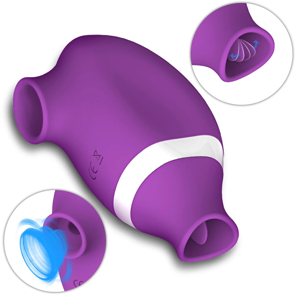 2 in 1 Tongue Licking Clit Sucker Vibrator Female for Women G-Spot Sucking Double Stimulation Nipples Massagers Sex Toy Adult