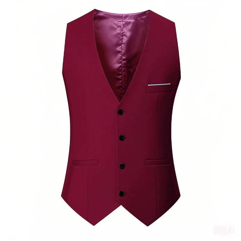 M-7XL Spring/summer Man Suit Vest Sleeveless Vest with Adjustable Waist Single Breasted Solid Color Business Suit Vest Wedding