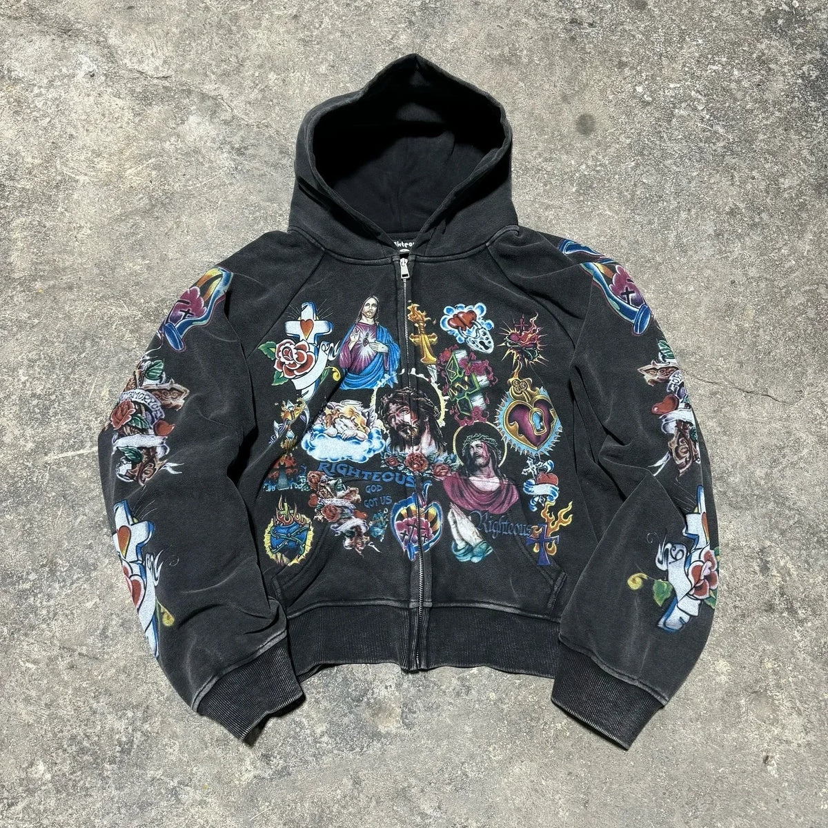 Y2K Graphic Zip-Up Hoodie