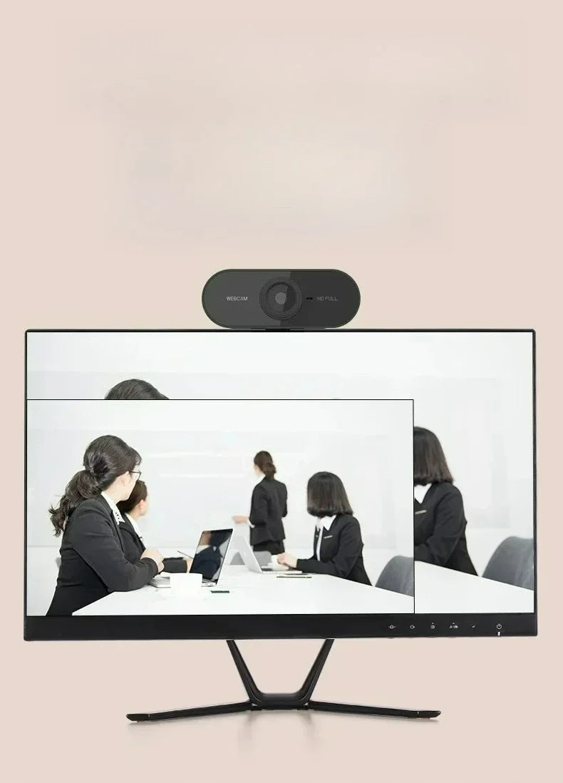 USB Webcam with Microphone for Laptop Desktop, 360° Rotatable Plug-and-Play Camera for Video Calls & Conferences