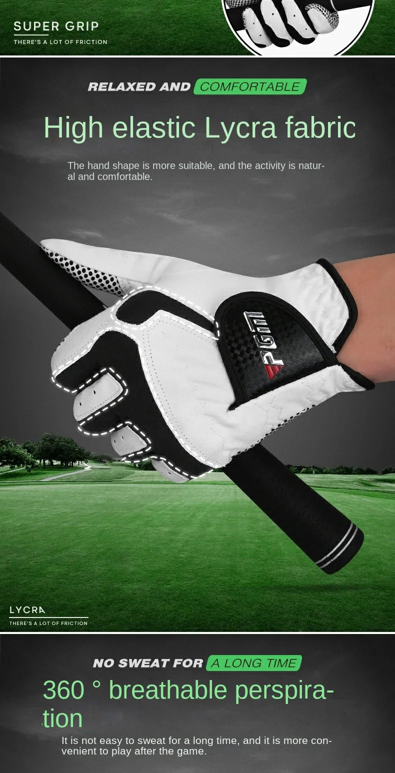 Professional Golf Gloves Microfiber Cloth Fabric Breathable Non-Slip Gloves Club Swing Putting Training Gloves