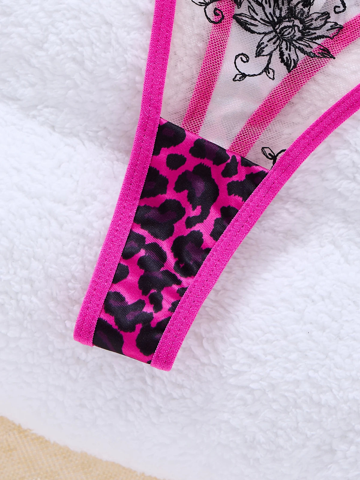 Magenta Leopard Lace Bra & Thong Set
