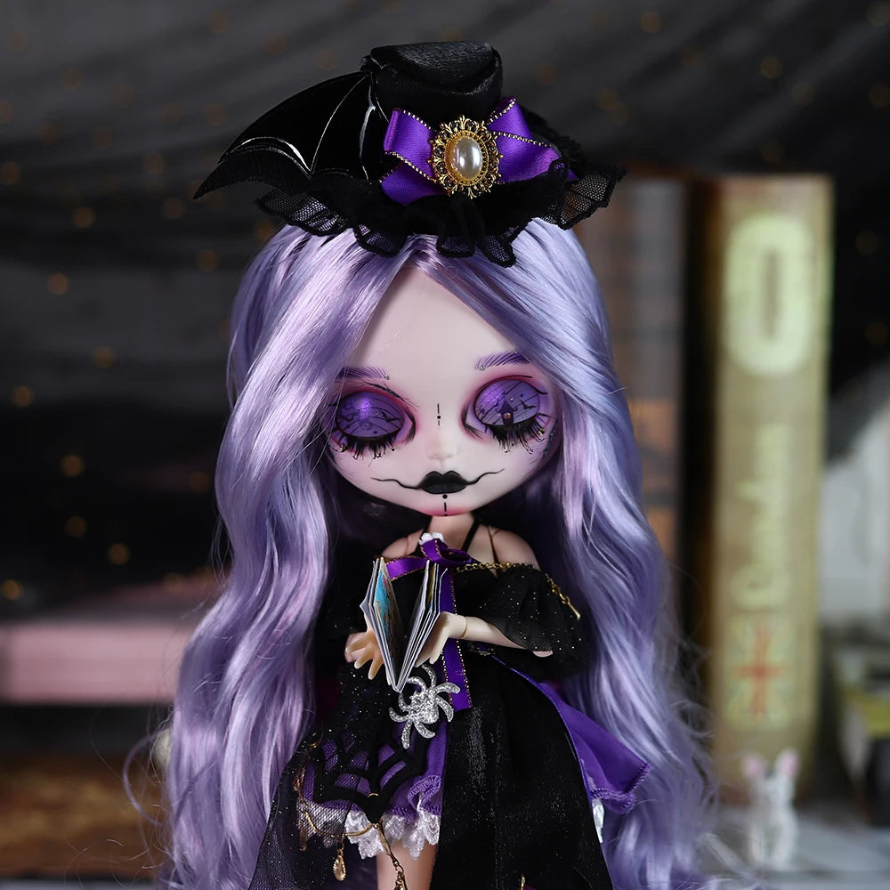ICY DBS Blyth 1/6 doll hand painted makeup theme set skull face shell sleepy eyes long eyelashes bjd doll complete set sd