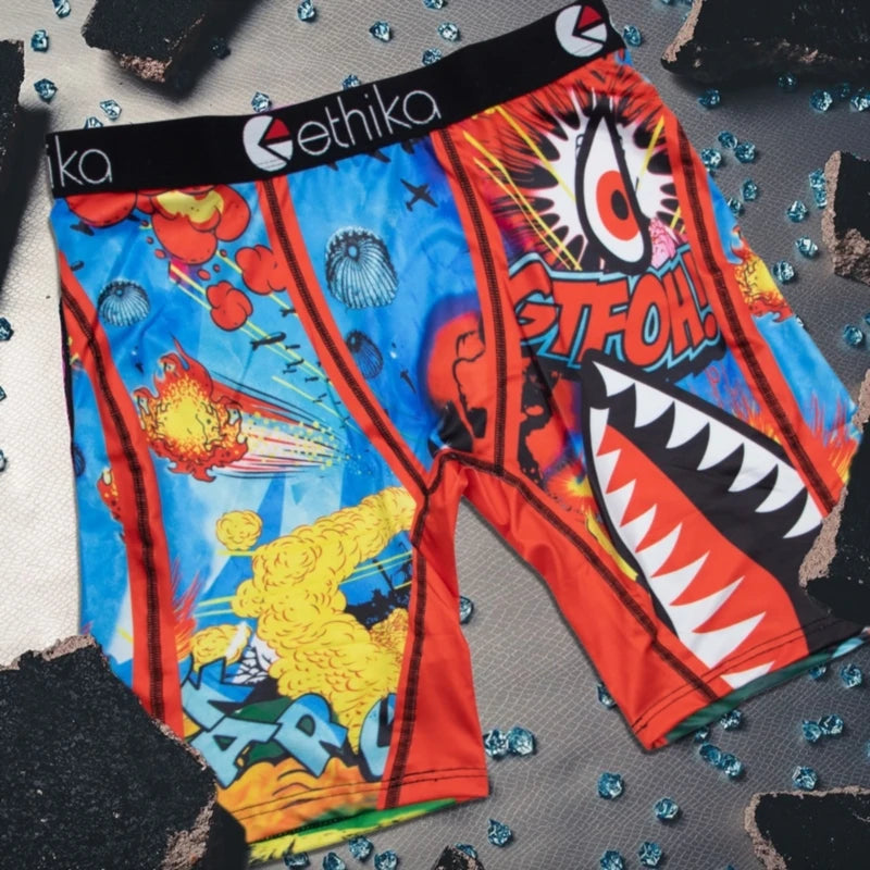 ETHIKA 1Pcs Men Underwear Boxers Breathable Mesh Crotch Man Underpants Plus Size Mens Panties L-3XL Printed Men's Boxers Briefs