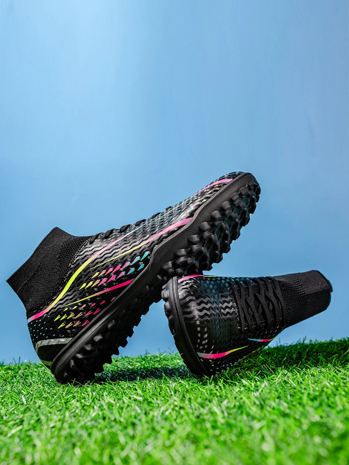 Professional Training TF Soccer Shoes for Men Women Kids PU+Fabric Breathable Wear-Resistant Rubber Sole