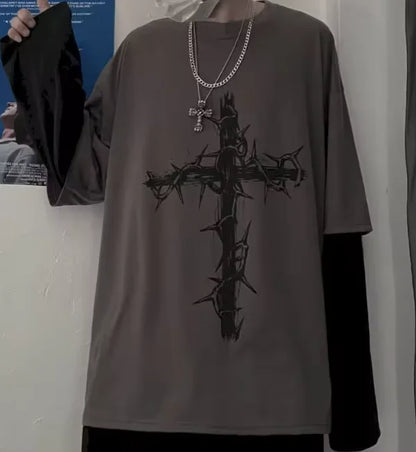 Men's Gothic Print Long-Sleeve T-Shirt