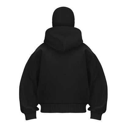 Men and women Balaclava Y2K Gothic Harajuku winter Warm new item double hooded sweatshirt men's hooded mask zipper sports Jacket