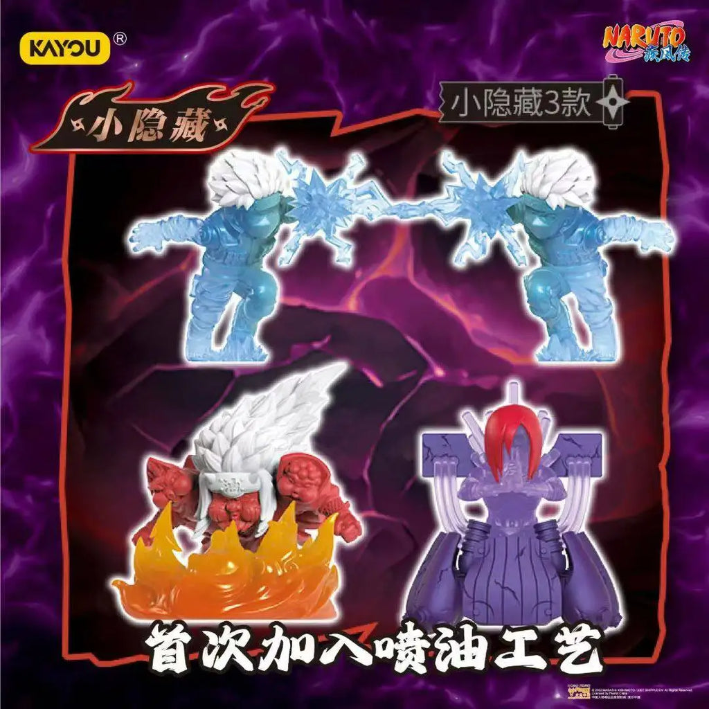 KAYOU NARUTO Mini Doll Rubber Figures Blind box Series Chakra Mode Sasuke Gaara Kurama Shikamaru Model Toy