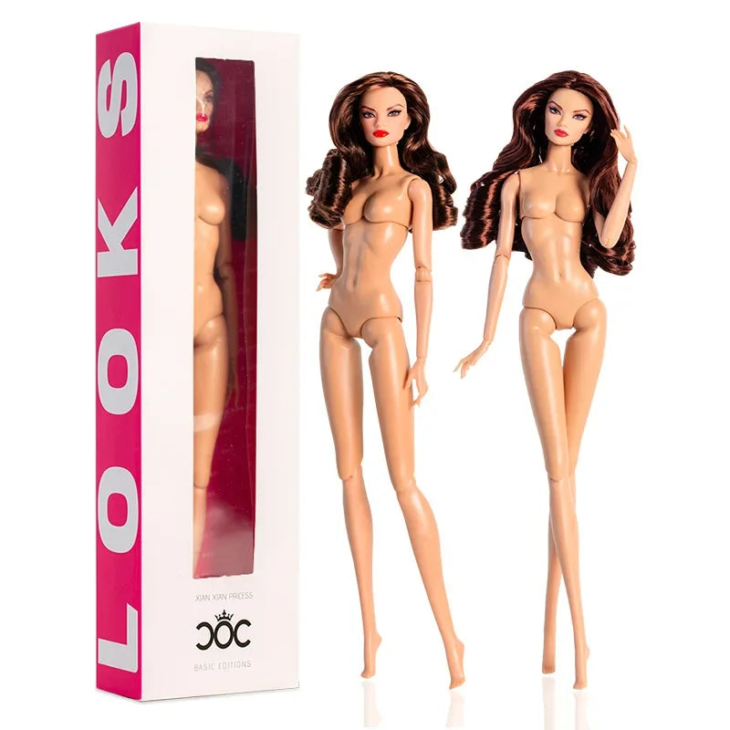 Xianxian new Supermodel doll  / 32cm nude naked doll with normal skin blond hair / 12 joint movable body + head / 1/6 doll toy