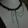 Elegant Multilayer Tassel Chain Pendant Necklace For Women Vintage Creative Natural Blue Stone Chocker Necklace Wedding Jewelry