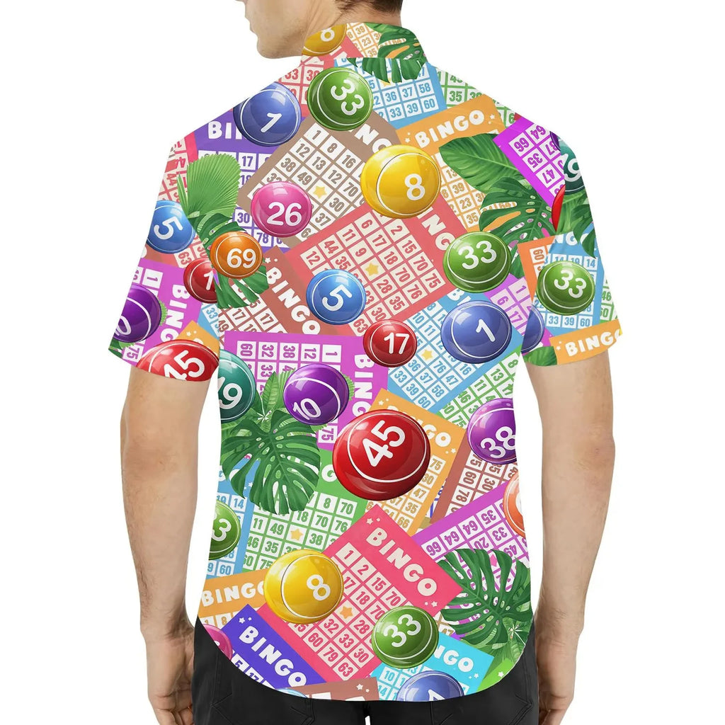 Unisex Bingo Tropical Hawaiian Shirt – 3D Print, Short Sleeve, XS–6XL