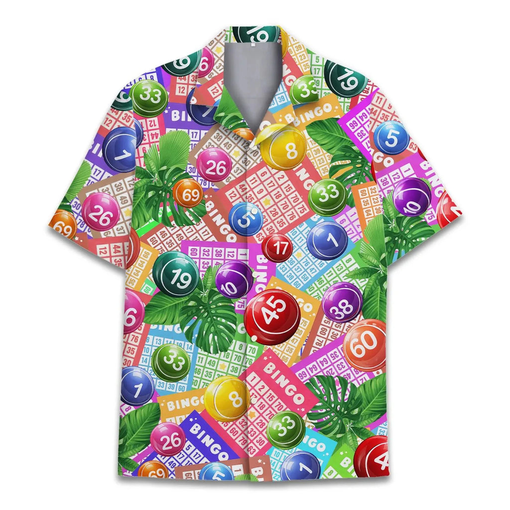 Unisex Bingo Tropical Hawaiian Shirt – 3D Print, Short Sleeve, XS–6XL