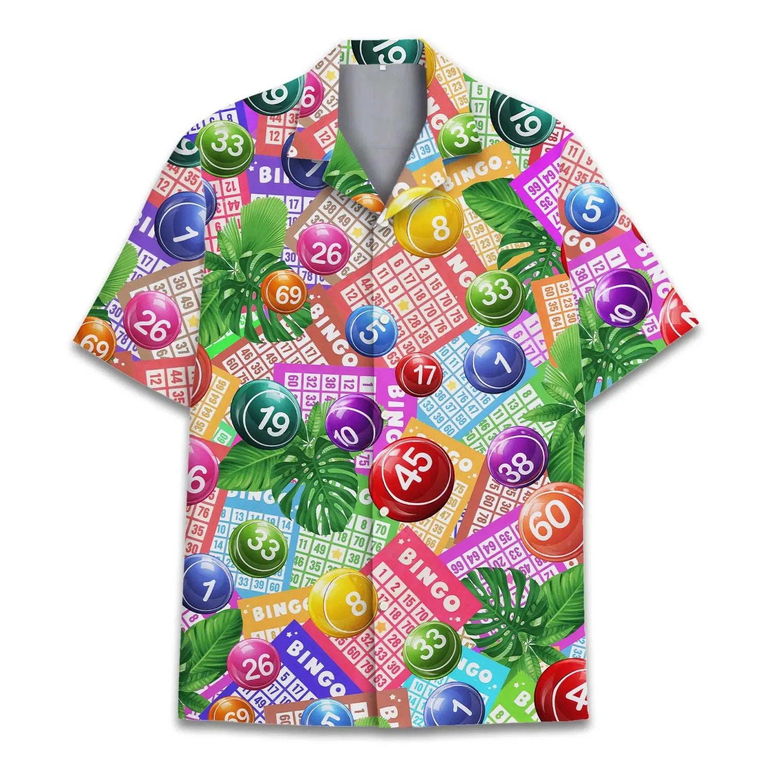 Unisex Bingo Tropical Hawaiian Shirt – 3D Print, Short Sleeve, XS–6XL