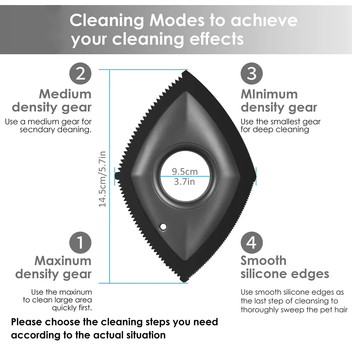 4-Mode Pet Hair Remover Comb – ABS & Silicone, Reusable, Dogs & Cats, 4 Colors