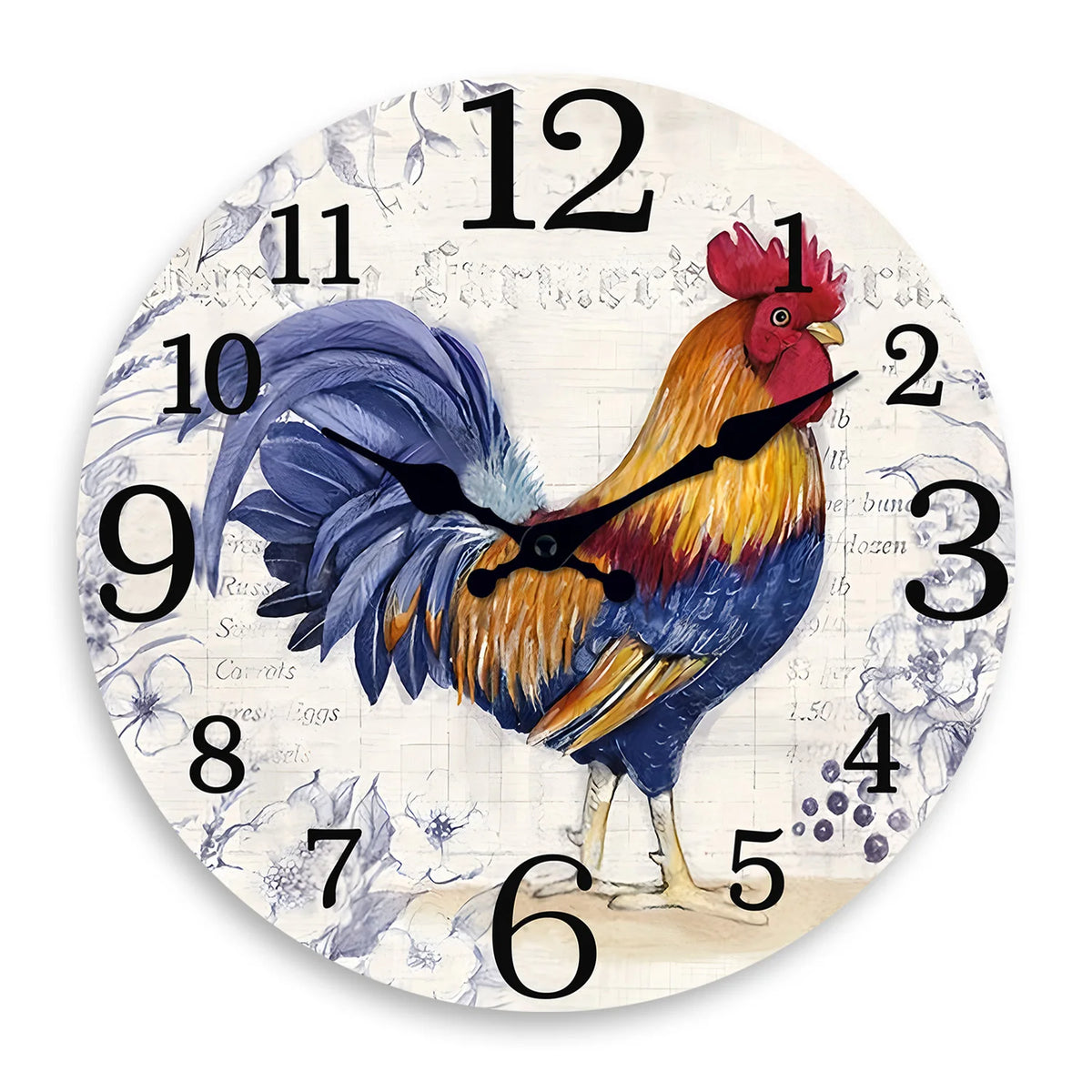 Fashionable Rooster Pattern Wooden Wall Clock for Living Room, Bedroom, Kitchen, Home Decoration, Silent Quartz Clock, Holiday Gift, 10 Inches, 12 Inches (No Battery)