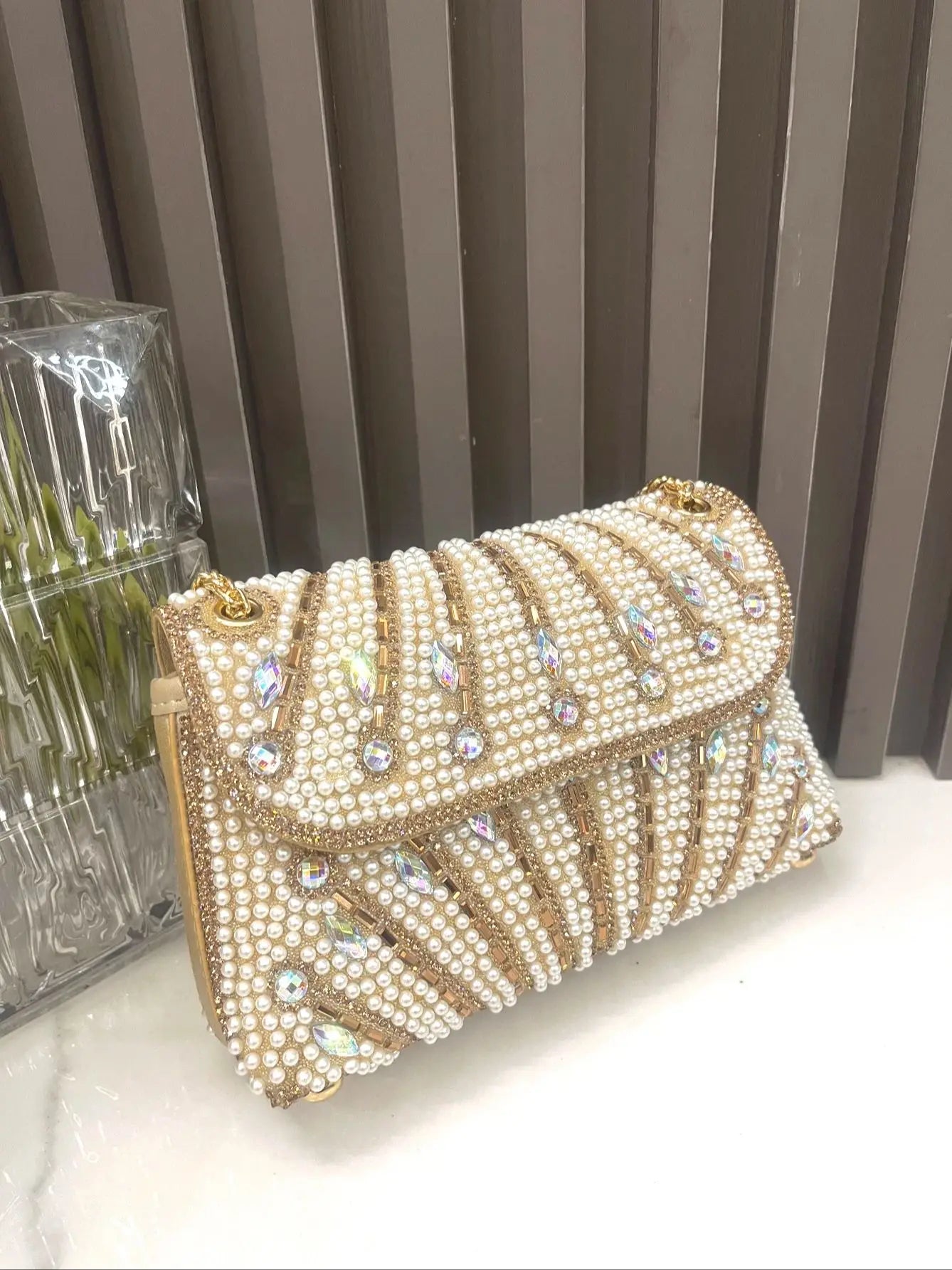 Women's Crystal Rhinestone Metallic Clutch Bag – Evening & Party, 3 Colors