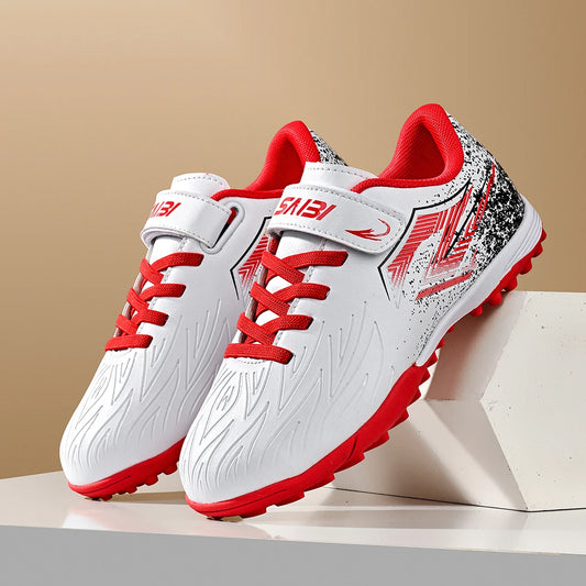 TF Soccer Boots For Kids PU Upper Rubber Stud Durable Anti-slip Junior Football Sneakers