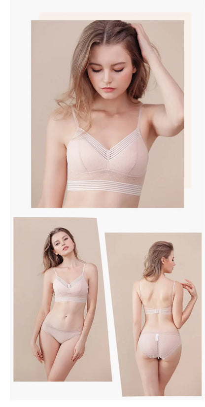 U-Shaped Backless Beautiful and sexy Bra Plus Size Lace Bra, Women's Invisible No Steel Ring Fashion Triangle Cup Bra