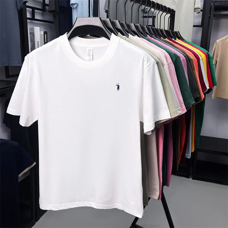 100% cotton breathable short sleeve T-shirt men's summer fashion luxury brand golf Paul embroidery loose casual round neck top
