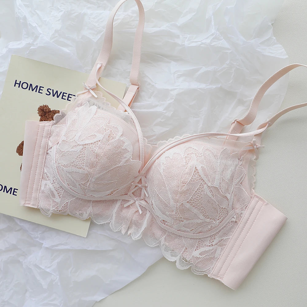Sexy Lace Lingerie Women's Small Breasts Gathered to Show Large Without Steel Ring Underwear Anti-Sagging Breasts Bra
