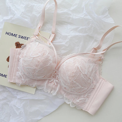 Sexy Lace Lingerie Women's Small Breasts Gathered to Show Large Without Steel Ring Underwear Anti-Sagging Breasts Bra