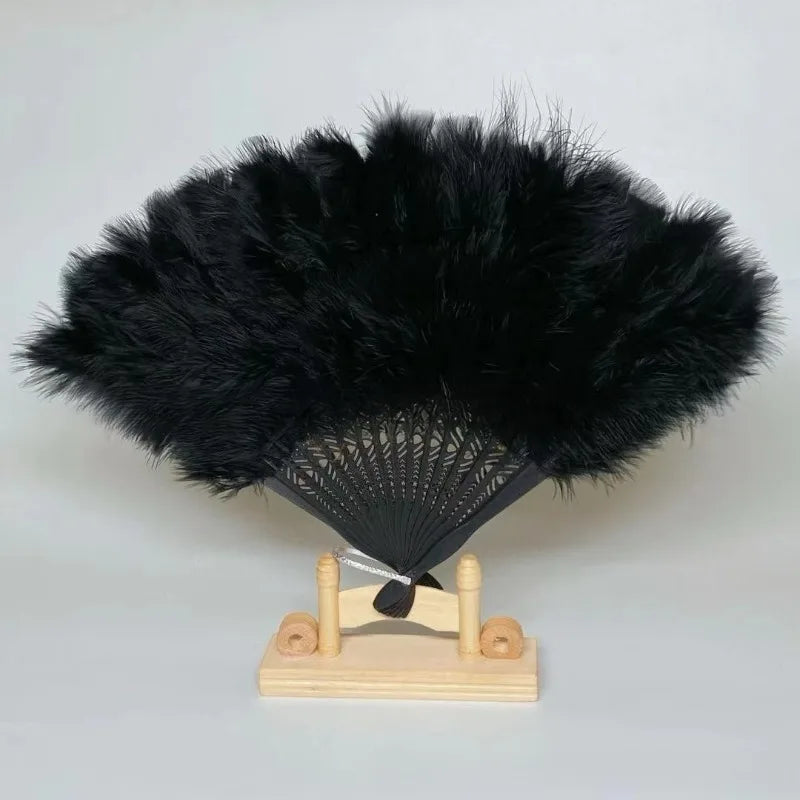Bridal Feather Hand Fan - Elegant Wedding Accessory for Bachelorette Parties & Ceremonies - Luxe Folding Fan