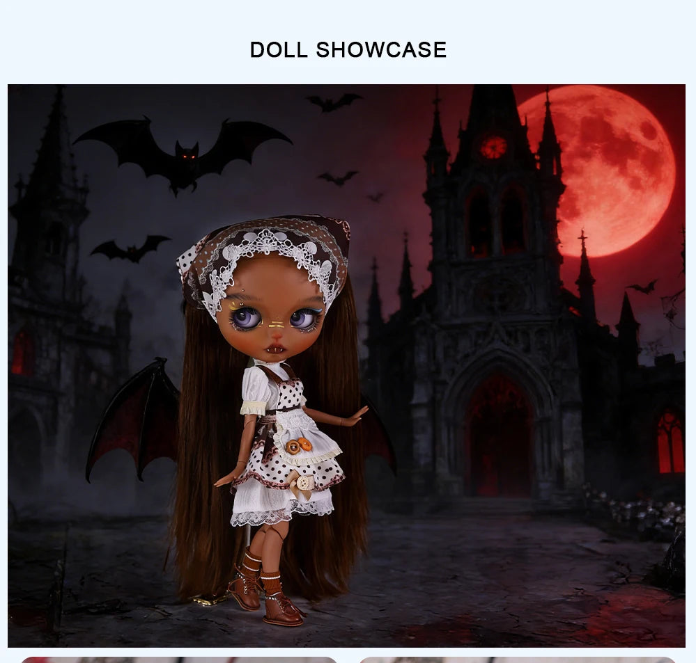 ICY DBS Blyth 1/6 Doll Hand drawn Set Black Skin Long Eyelash Sleeping Eye Special Eye