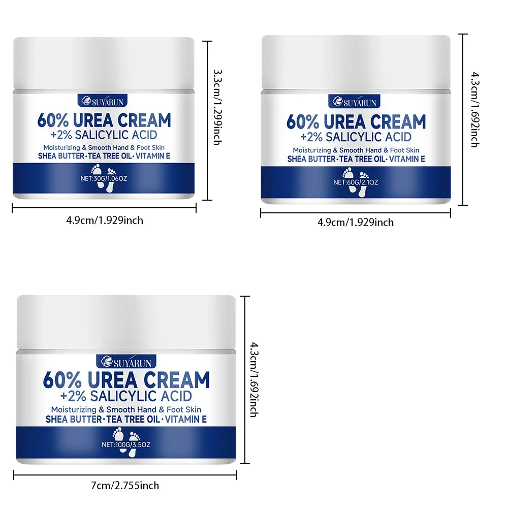SUYARUN 60% Urea Foot Cream for Cracked Heels & Dry Skin - Intensive Moisturizing Treatment, Callus Remover, Diabetic Foot Care.