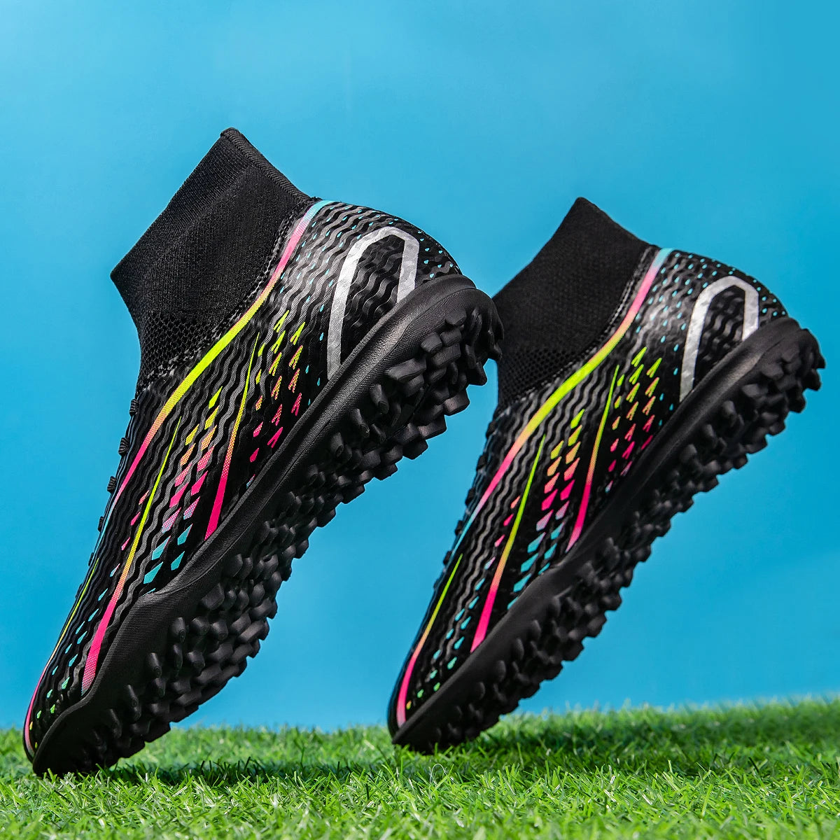 Professional Training TF Soccer Shoes for Men Women Kids PU+Fabric Breathable Wear-Resistant Rubber Sole