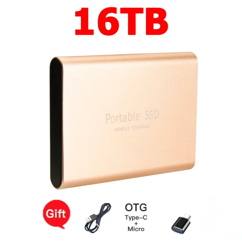 High-speed SSD 1TB Portable External Hard Drive 2TB Solid State Drive 4TB Mass Hard Disk for Laptop Mac PC and Mobile Phone Data