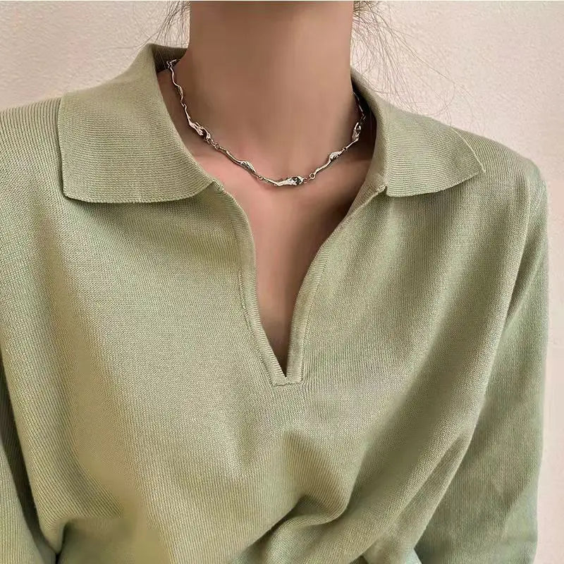 Korean Kpop Irregular Zircon Chain Necklace For Women Punk Grunge Geometric Short Choker Clavicle Chain Necklaces Egirl Jewelry