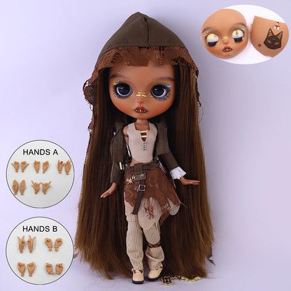 ICY DBS Blyth 1/6 Doll Hand drawn Set Black Skin Long Eyelash Sleeping Eye Special Eye