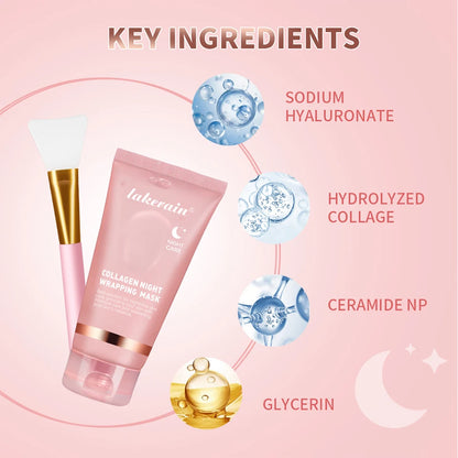 Collagen Overnight Wrapping Peel Off Facial Mask Moisturizing Reduce Fines Lines Dryness Hydration Brightening Korean Skin Care