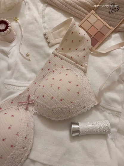 Women's Floral Lace Wireless Bra Set